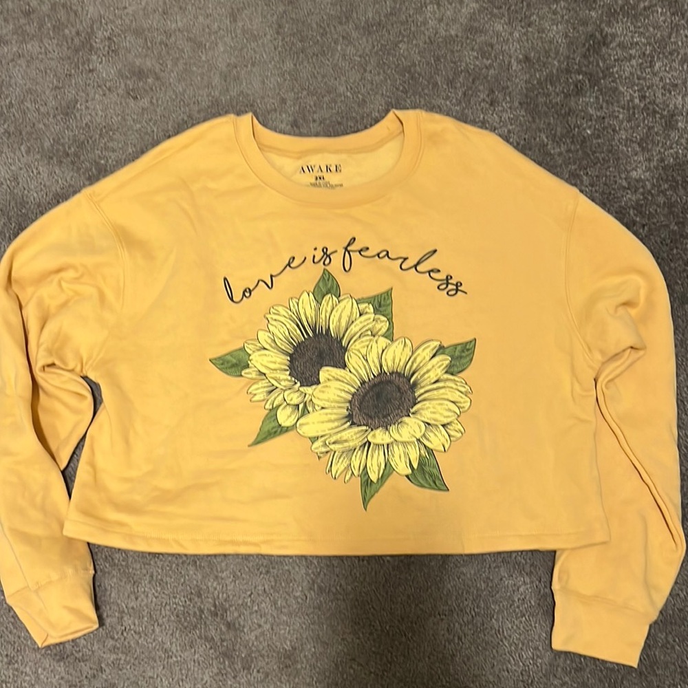 yellow sunflower sweater crop top